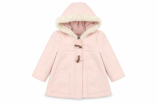 Baby Gap Girls Pink Faux Fur Hood Duffle Coat 18-24 Months Lined Winter