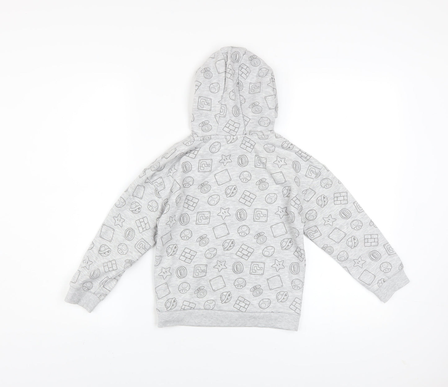 Super Mario Boys Grey Hoodie 6-7 Years Pullover Fleece Graphic Print