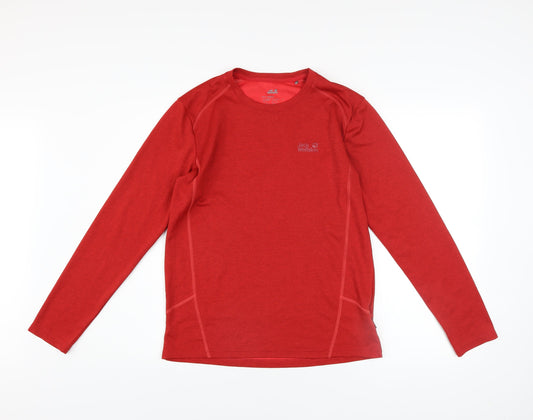 Jack Wolfskin Men's Red Crew Neck Long Sleeve Sweatshirt M Polyester