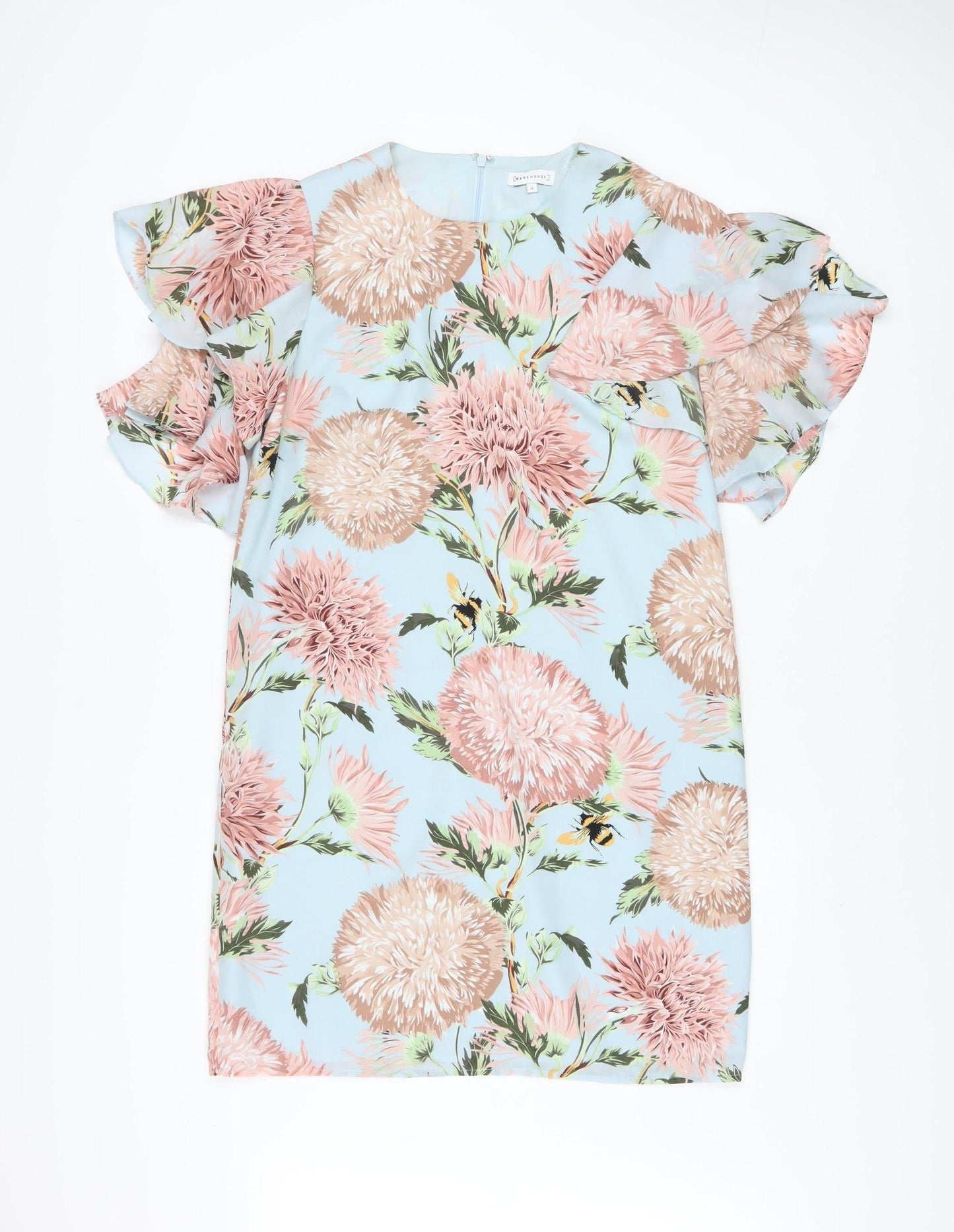 Warehouse Women's Blue Floral Shift Dress Size 12