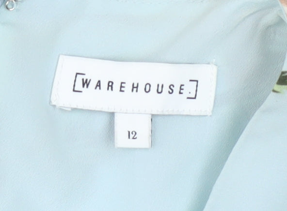 Warehouse Women's Blue Floral Shift Dress Size 12