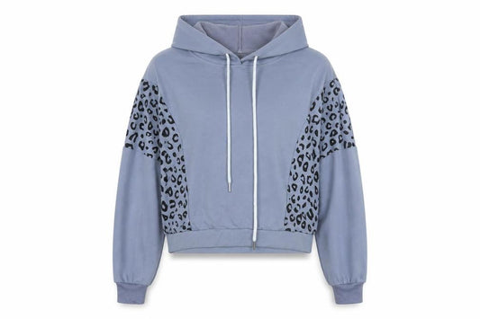 Pink Vanilla Women Blue Animal Print Pullover Hoodie UK L