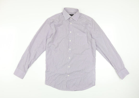 Seidensticker Men Purple Striped Slim Fit Long Sleeve Cotton Shirt 15in
