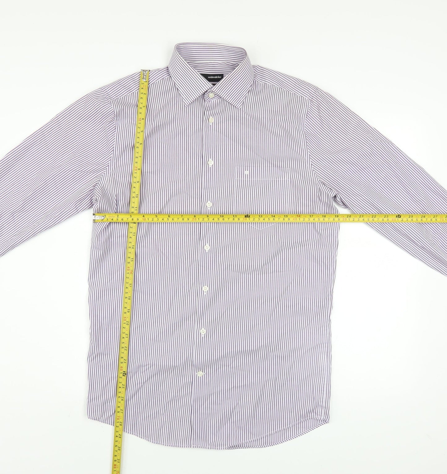 Seidensticker Men Purple Striped Slim Fit Long Sleeve Cotton Shirt 15in