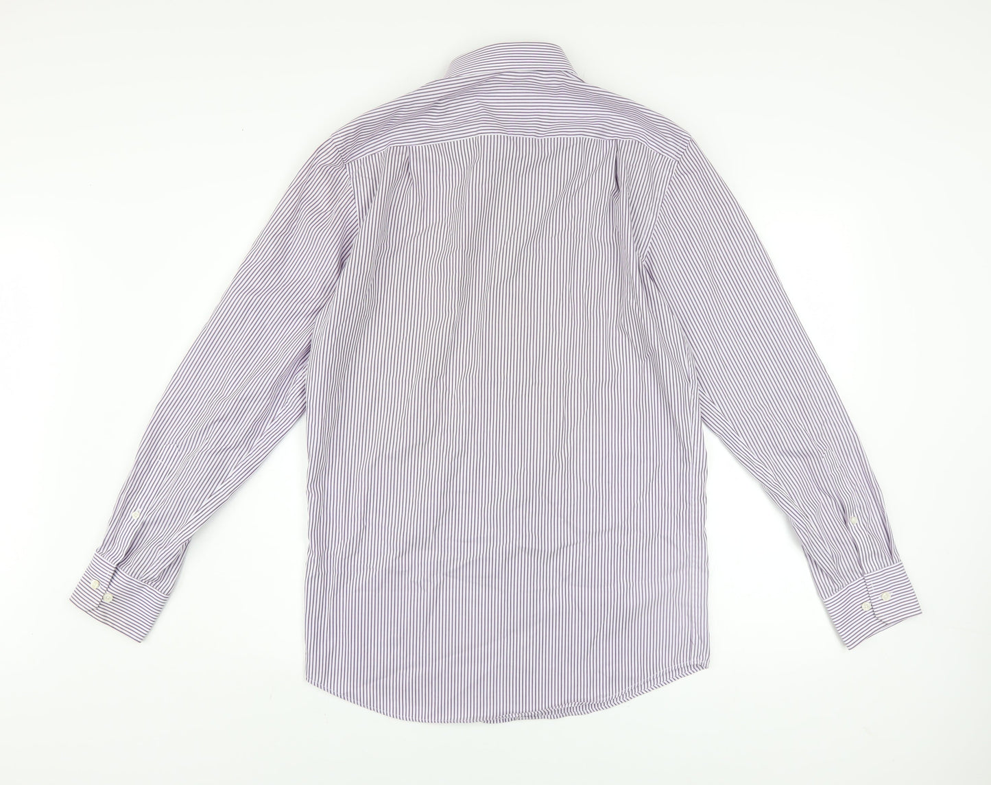 Seidensticker Men Purple Striped Slim Fit Long Sleeve Cotton Shirt 15in