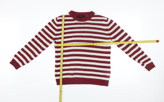 Zara Men Red White Striped Knit Pullover Jumper Size S