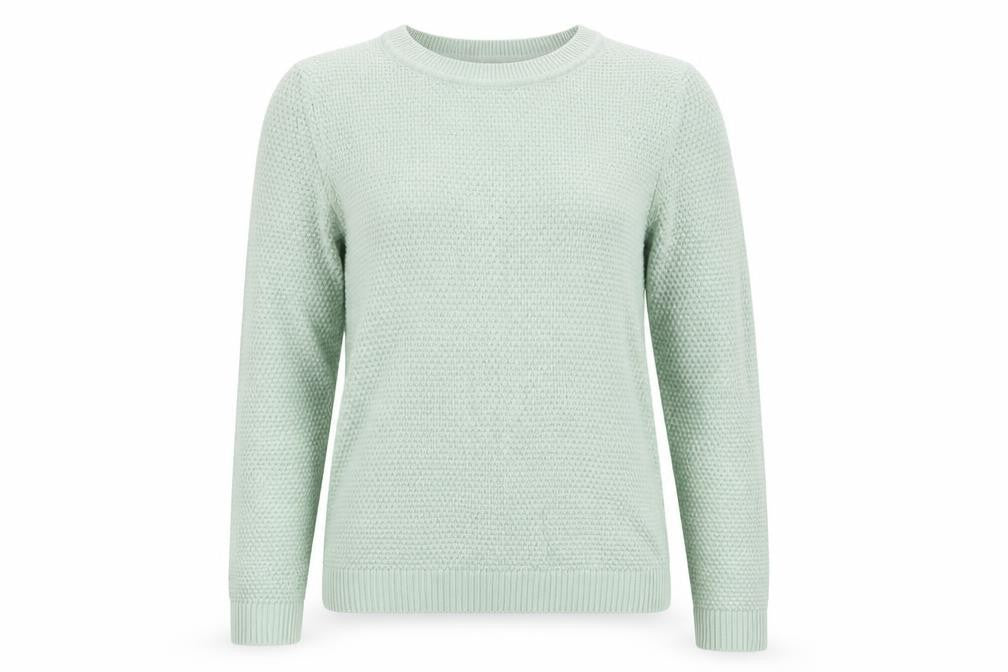 Vila Womens Green Cotton Waffle Knit Crew Neck Jumper XS