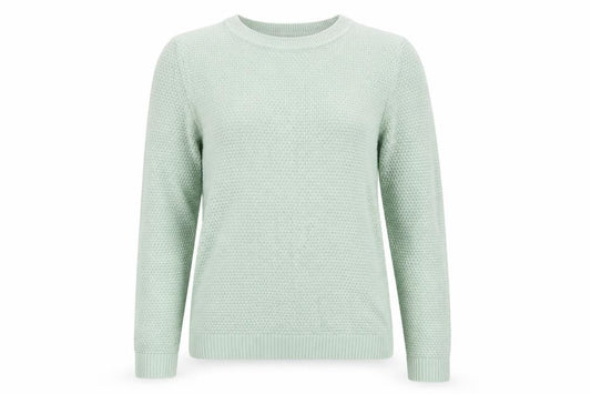 Vila Womens Green Cotton Waffle Knit Crew Neck Jumper XS