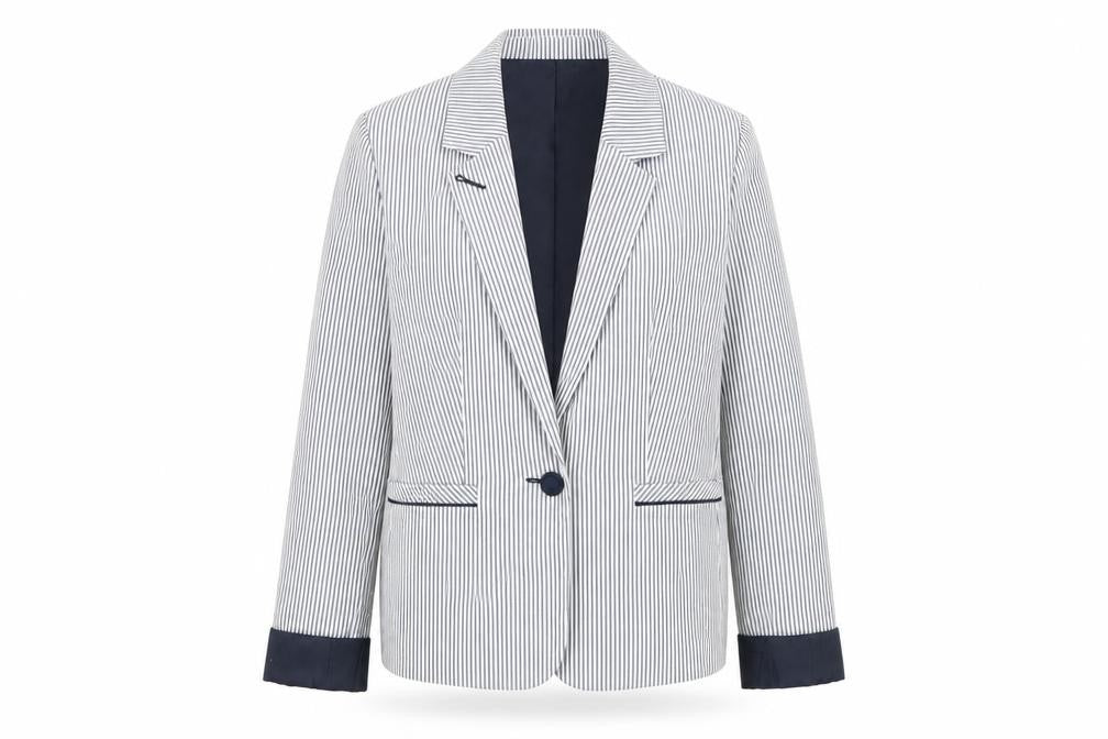 Atmosphere Women Blue Striped Blazer Size 12 Classic Work Jacket