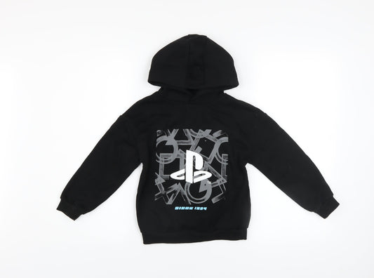 PlayStation Boys Black Pullover Hoodie 6-7 Years Cotton Fleece Graphic