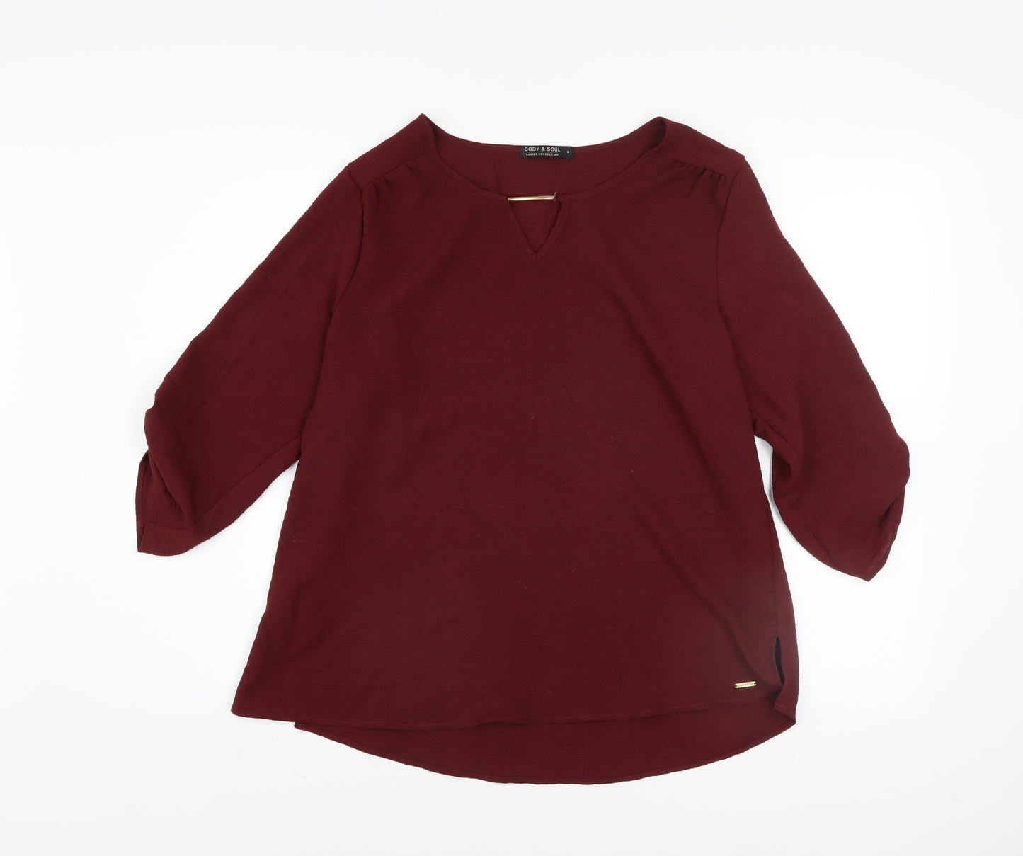 Body & Soul Women's Red 3/4 Sleeve V-Neck Blouse Size M