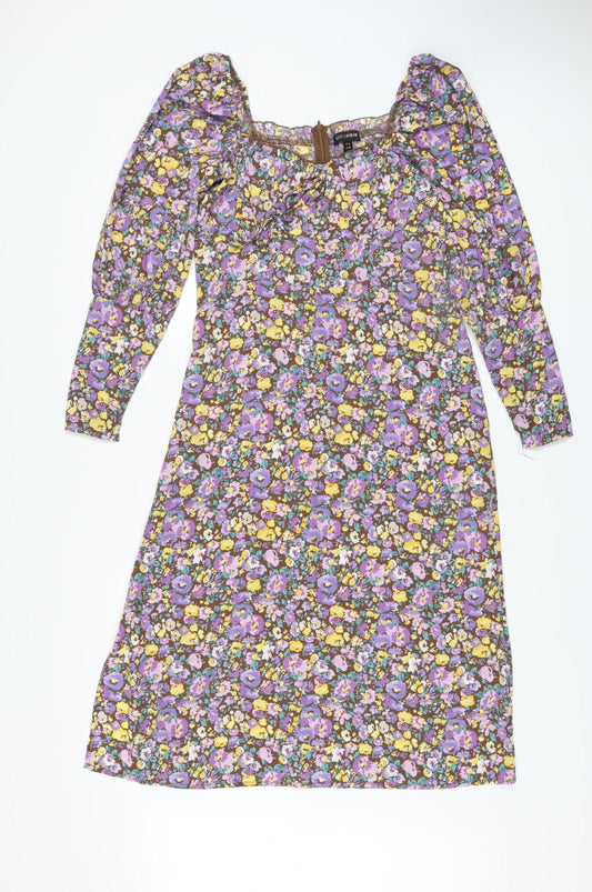 QED London Women’s Multicoloured Floral A-Line Dress Size 10