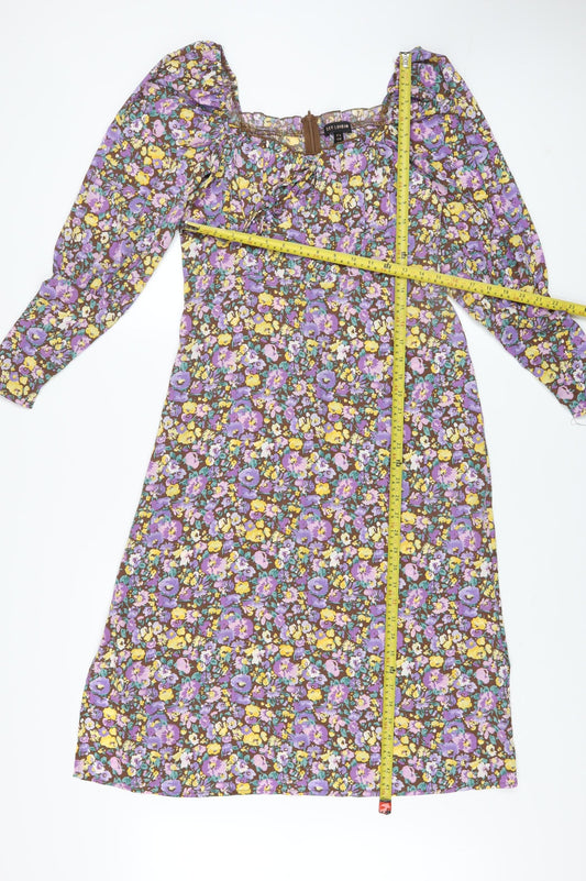 QED London Women’s Multicoloured Floral A-Line Dress Size 10