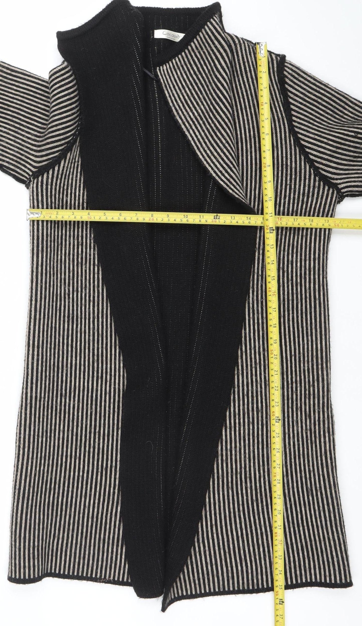 Cocogio Womens Black Striped Long Sleeve Open Cardigan UK 14