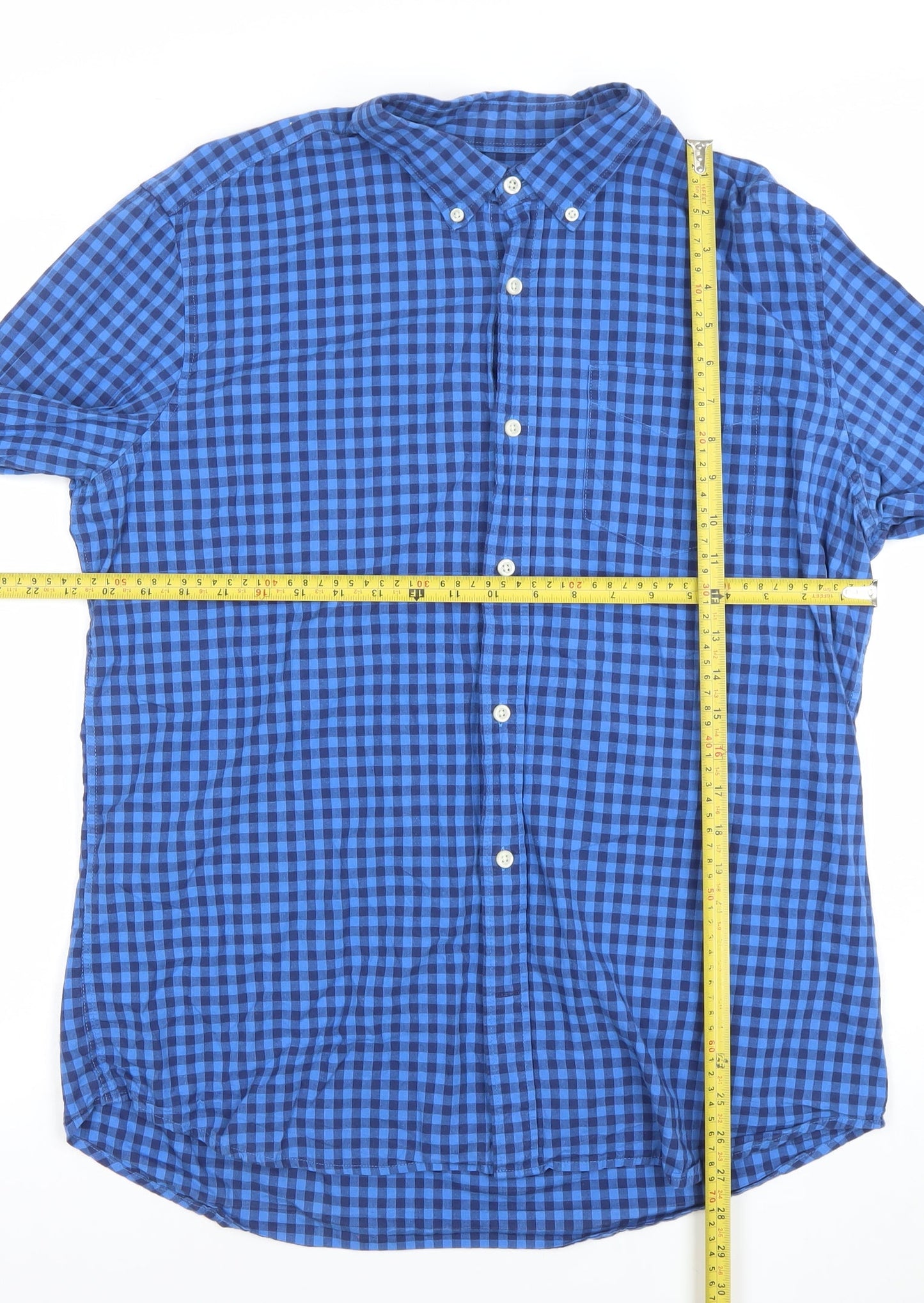 GAP Men’s Blue Check Long Sleeve Button-Up Shirt Size L Classic Fit