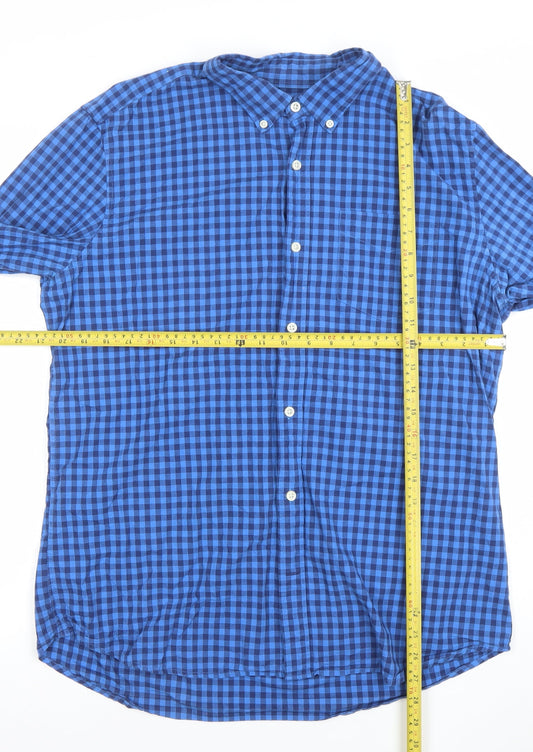 GAP Men’s Blue Check Long Sleeve Button-Up Shirt Size L Classic Fit