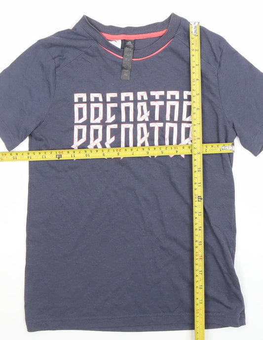 Adidas Boys Blue Predator Graphic T-Shirt 9-10 Years Regular Fit Sports Tee