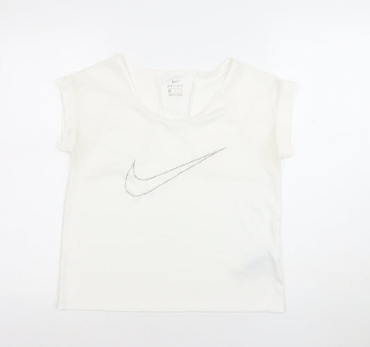 Nike Women’s White Dri-FIT Crew Neck Athletic T-Shirt Size M