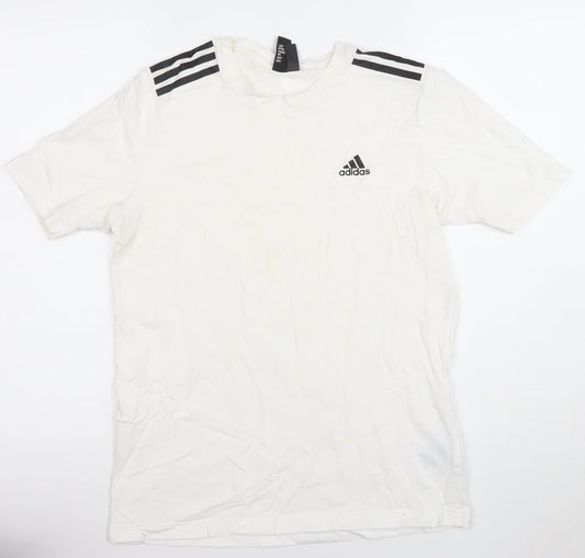 Adidas Men's White Short Sleeve Crew Neck Sports T-Shirt Size S