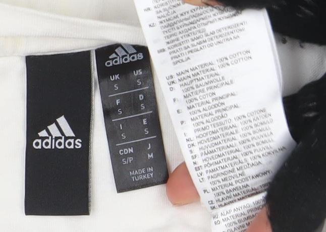 Adidas Men's White Short Sleeve Crew Neck Sports T-Shirt Size S