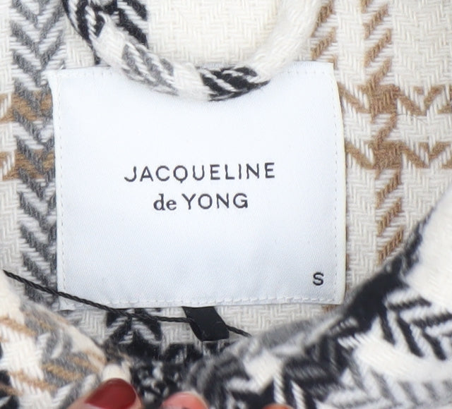 Jacqueline de Yong Women’s Beige Check Long Sleeve Overcoat Size S