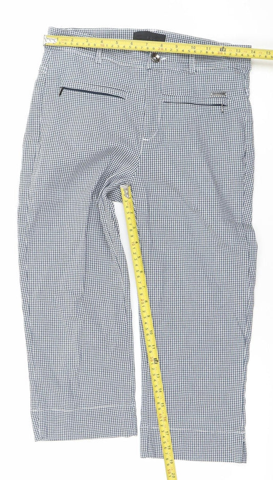 C.RO Womens Blue Check Cropped Slim Trousers Size 10