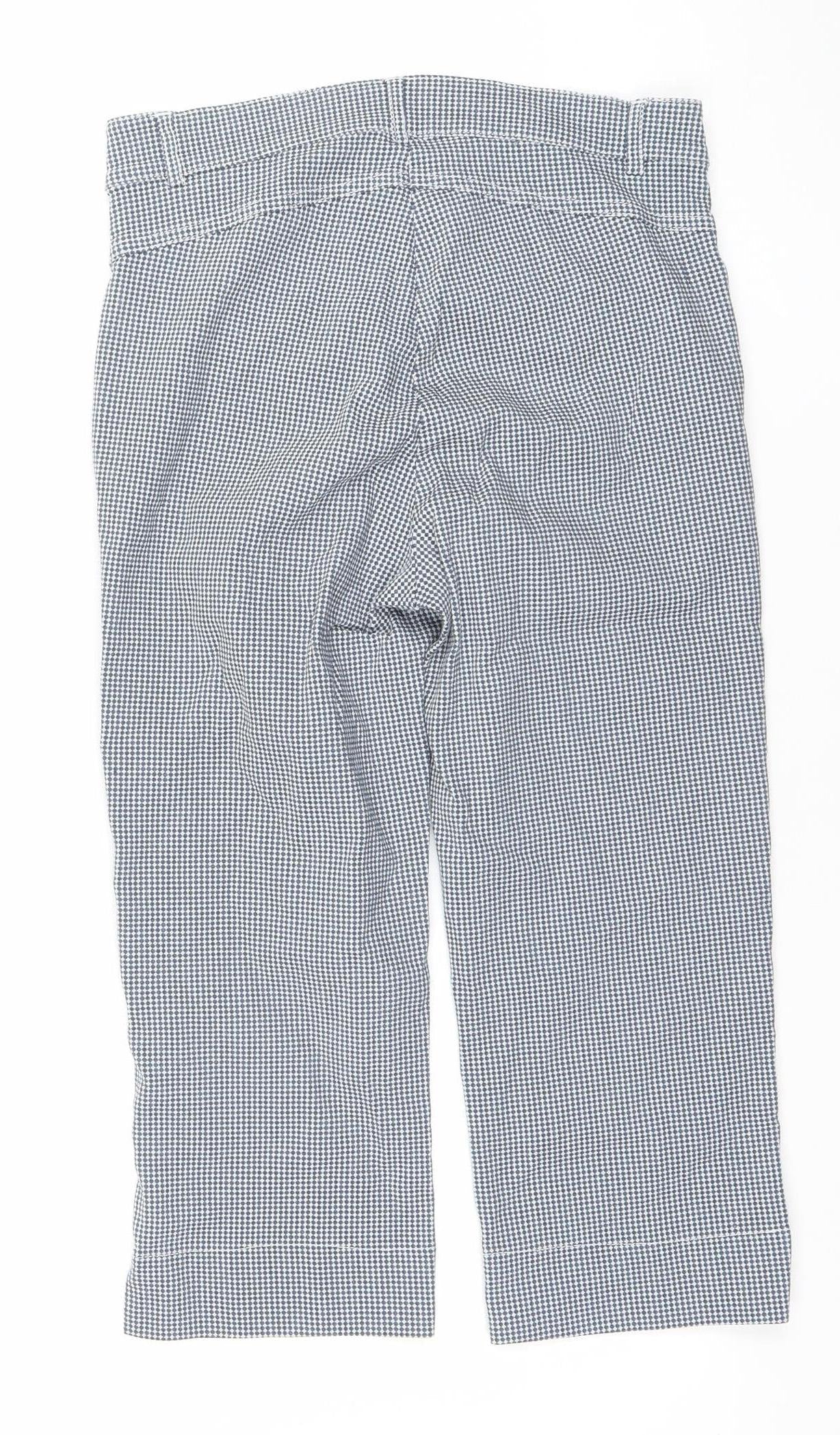 C.RO Womens Blue Check Cropped Slim Trousers Size 10