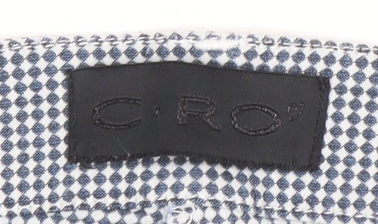 C.RO Womens Blue Check Cropped Slim Trousers Size 10