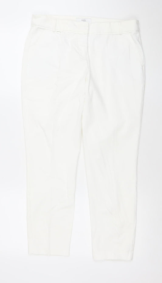Wallis Women White Straight Stretch Jeans Size 12 Regular Fit