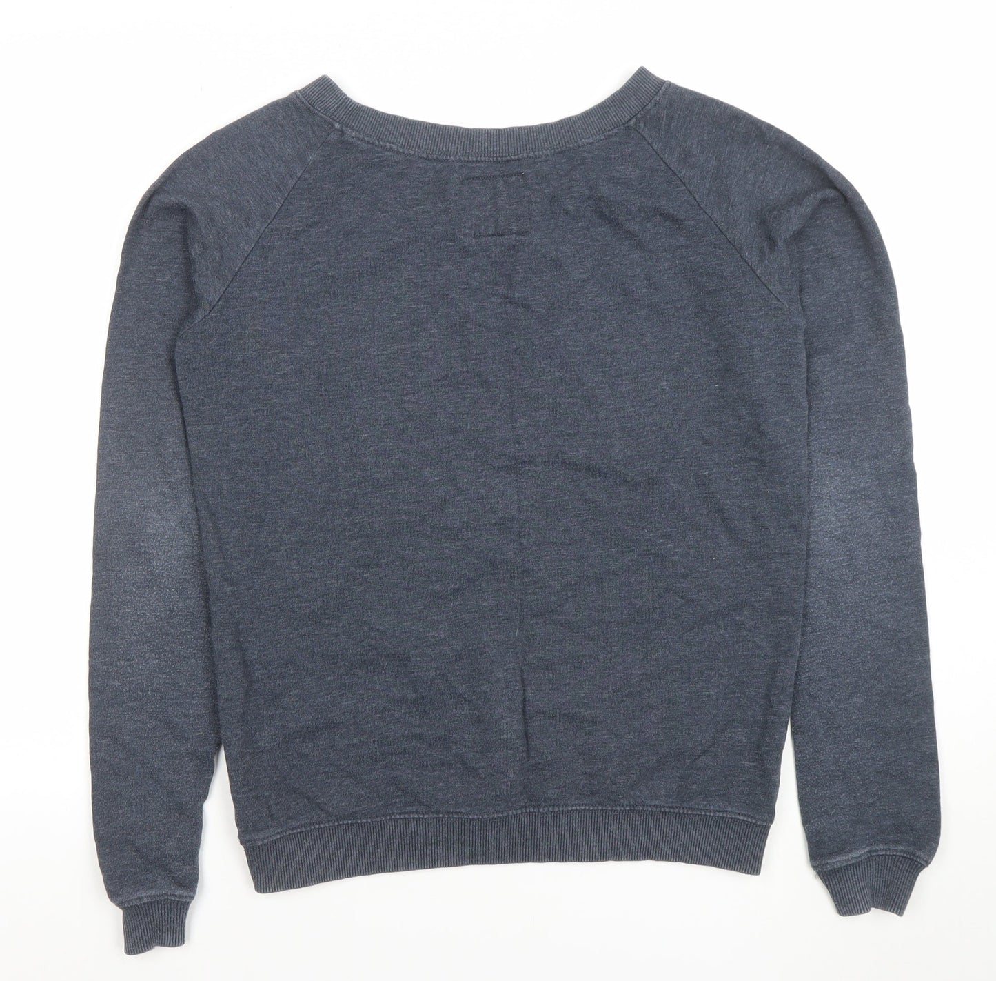 Superdry Womens Grey Pullover Sweatshirt Size S Logo Print Crew Neck