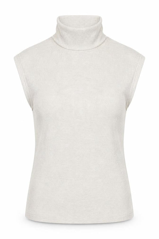 River Island Womens Beige Roll Neck Sleeveless Jersey Top Size 12