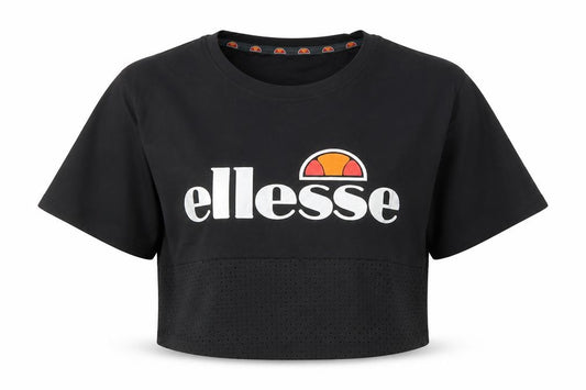Ellesse Womens Black Cropped Logo Activewear T-Shirt Size 10
