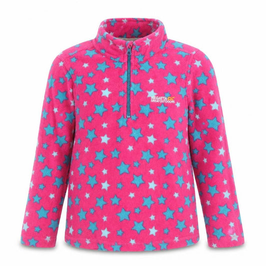 Regatta Girls Pink Star Fleece 1/2 Zip Sweatshirt - 7 Years