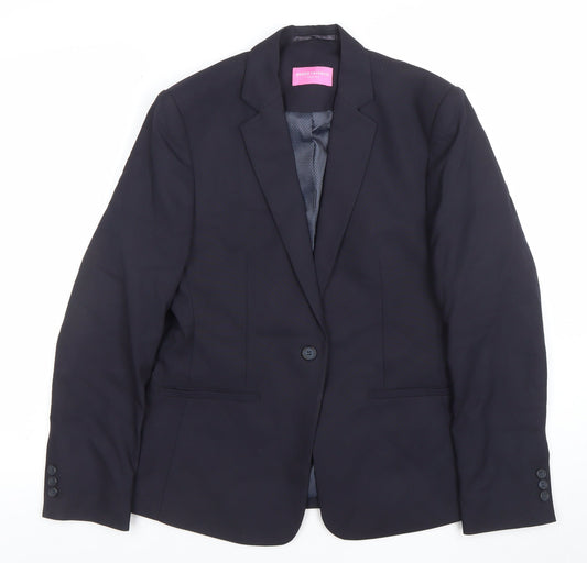 Brook Taverner Women's Black 12 Regular One-Button Blazer Jacket