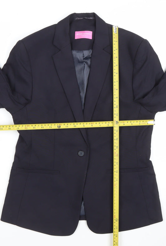 Brook Taverner Women's Black 12 Regular One-Button Blazer Jacket