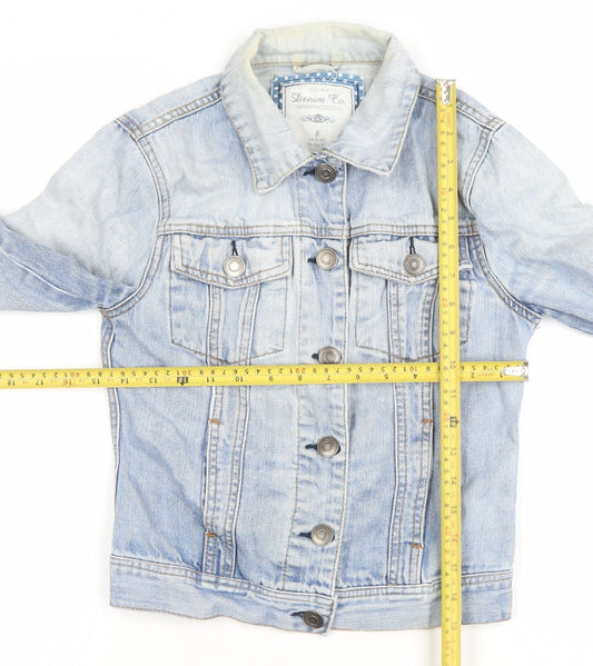 Denim Co. Women's Blue Denim Basic Jacket Size 8 Casual Style