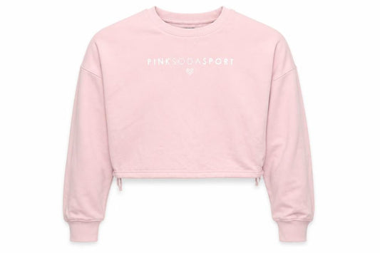 Pink Soda Sport Womens Pink Cropped Sweatshirt UK 8 XS Logo Crew Neck