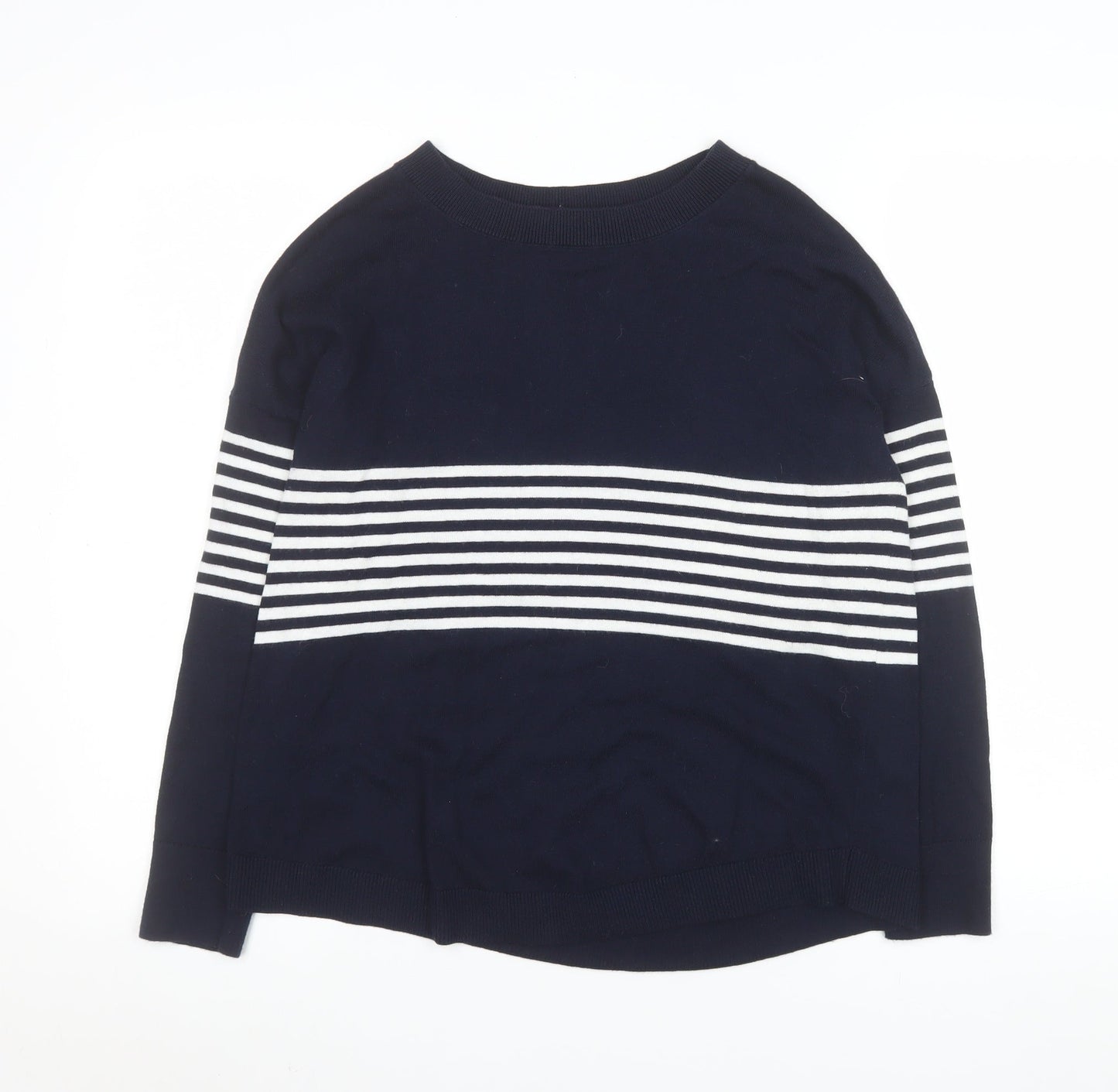 The White Company Women Blue Striped Knit Jumper UK 6 Pullover
