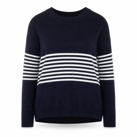 The White Company Women Blue Striped Knit Jumper UK 6 Pullover