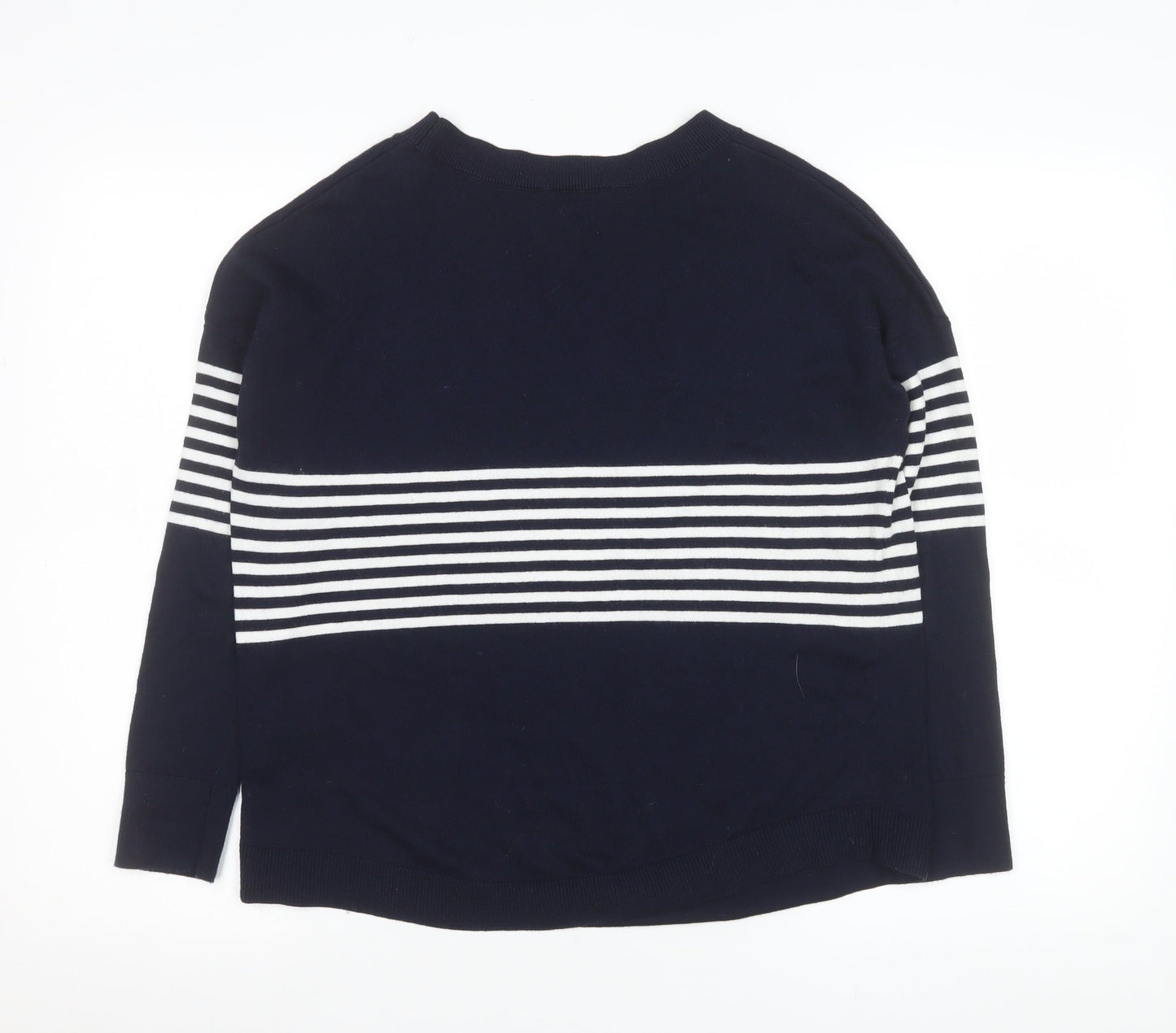 The White Company Women Blue Striped Knit Jumper UK 6 Pullover