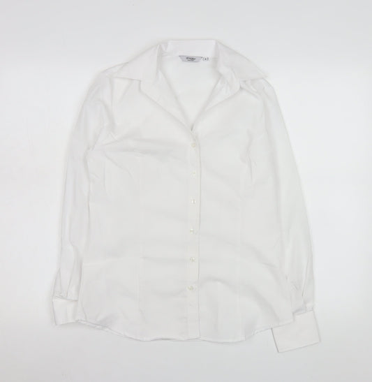 Disley Women's White Size 8 Long Sleeve Non-Iron Button-Up Shirt
