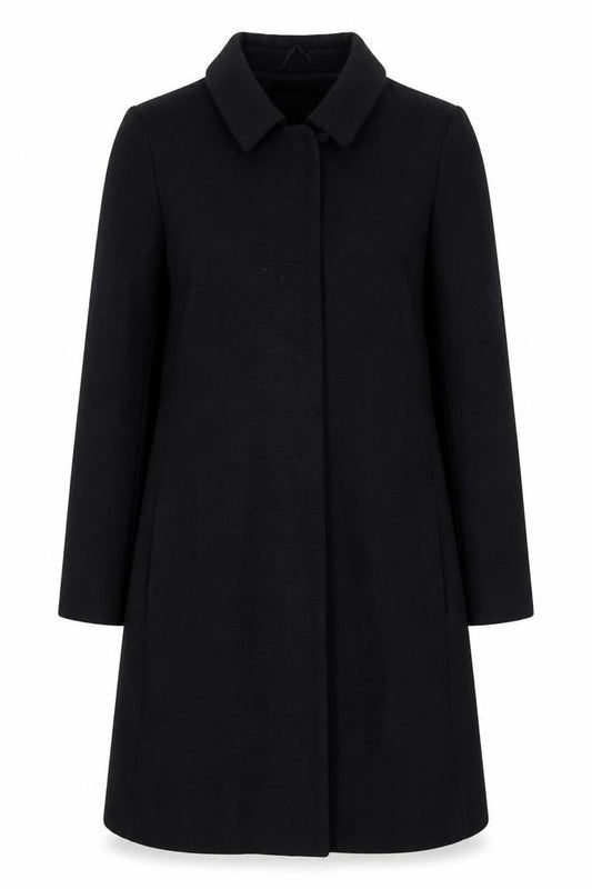 United Colors of Benetton Womens Black Cotton Mid-Length Coat Size 8