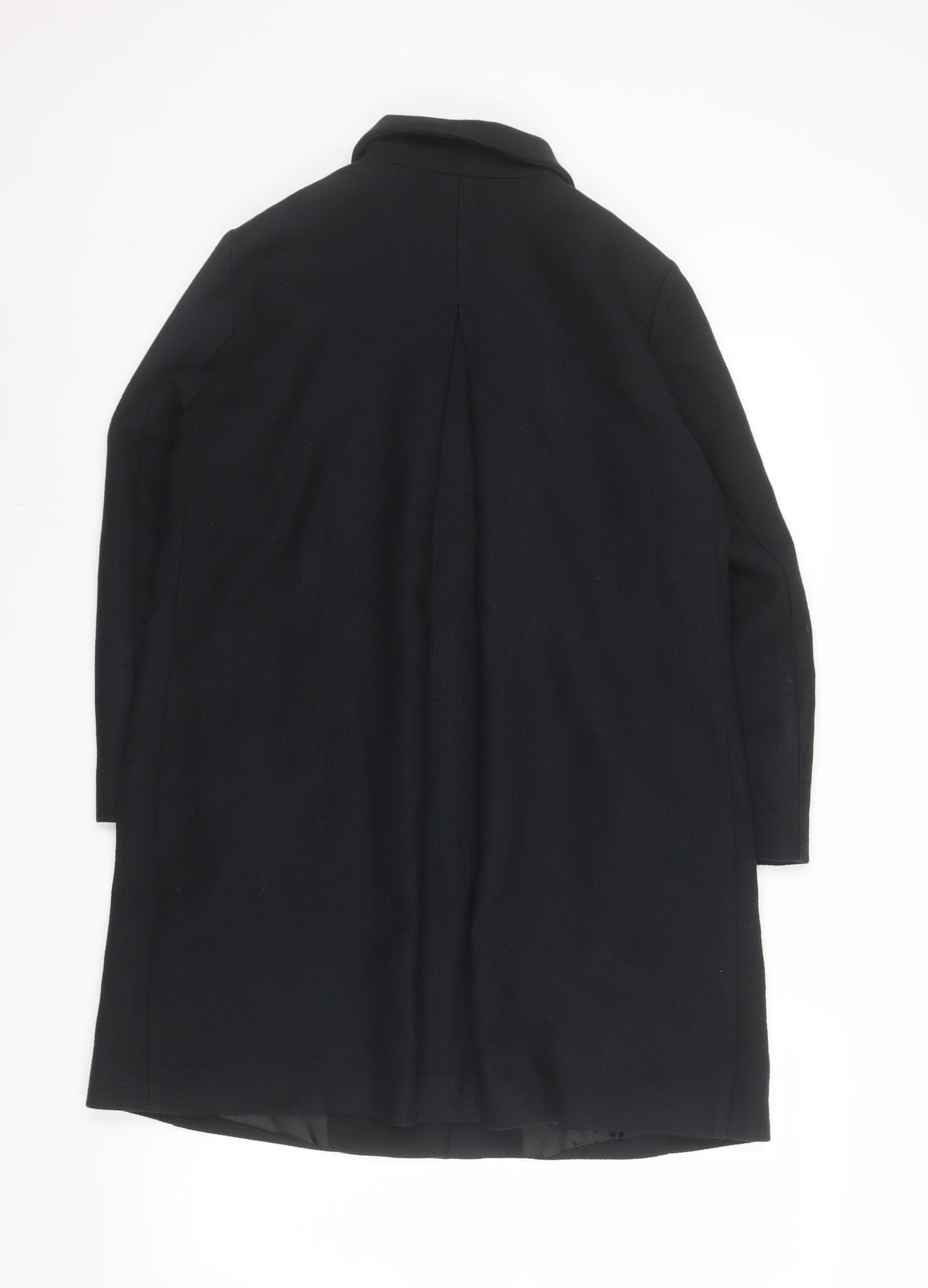 United Colors of Benetton Womens Black Cotton Mid-Length Coat Size 8