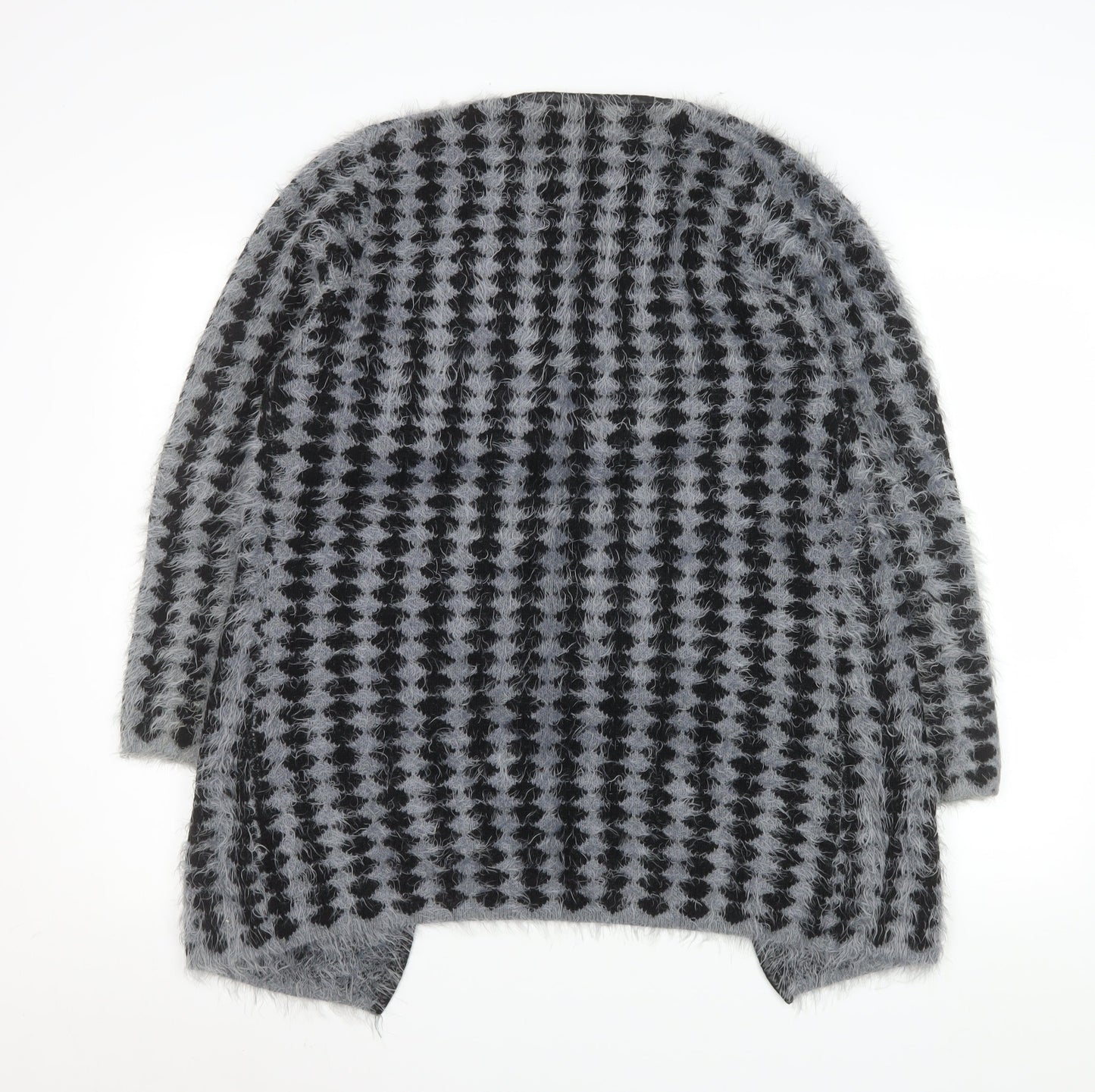 Gerard Womens Grey Black Fuzzy Knit Mid-Length Coatigan M
