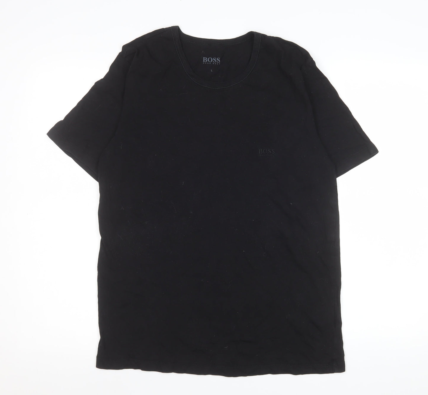 Hugo Boss Men's Black Cotton Crew Neck Short Sleeve T-Shirt L
