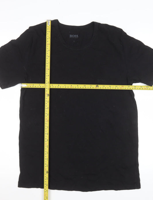 Hugo Boss Men's Black Cotton Crew Neck Short Sleeve T-Shirt L
