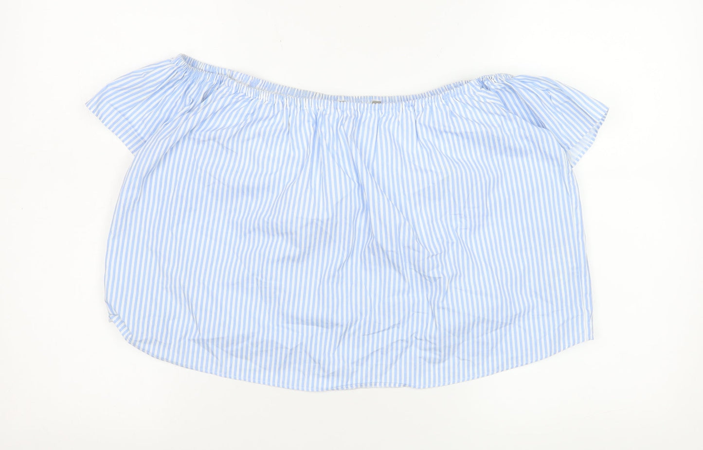 Zara Women Blue Striped Off Shoulder Blouse XS