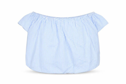 Zara Women Blue Striped Off Shoulder Blouse XS