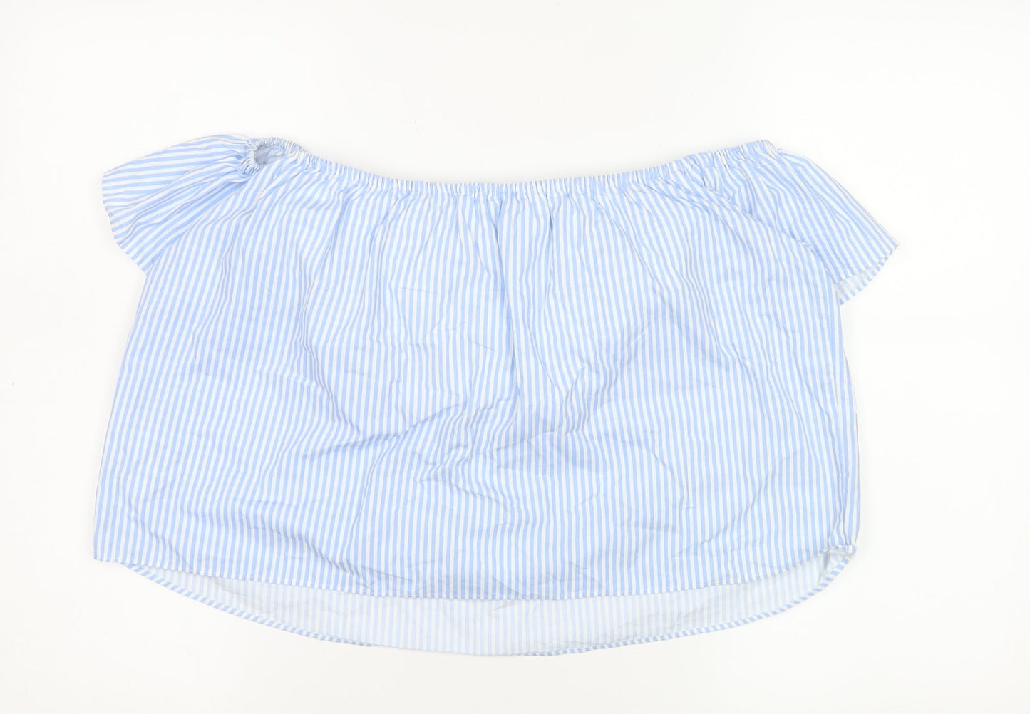 Zara Women Blue Striped Off Shoulder Blouse XS