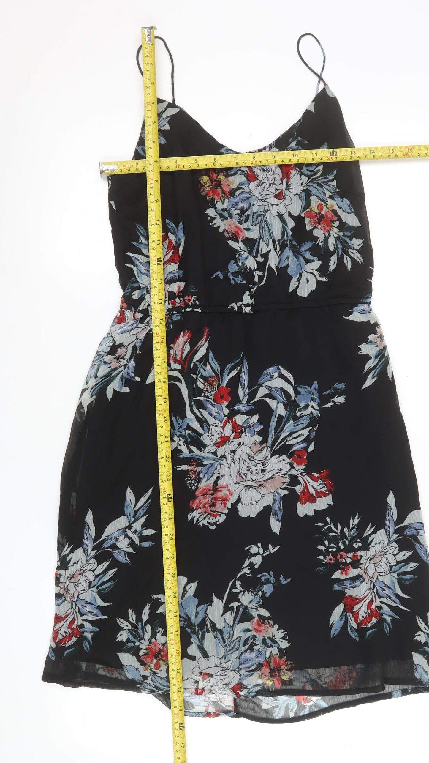 Vero Moda Women Black Floral Slip Dress M Summer Casual